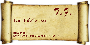 Tar Füzike névjegykártya